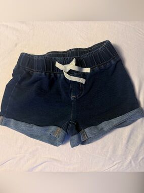 Justice Girls Navy Blue Denim-Look Drawstring Shorts